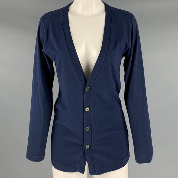 COMME des GARCONS Size S Navy Cotton Knit Buttoned Cardigan - Picture 1 of 5